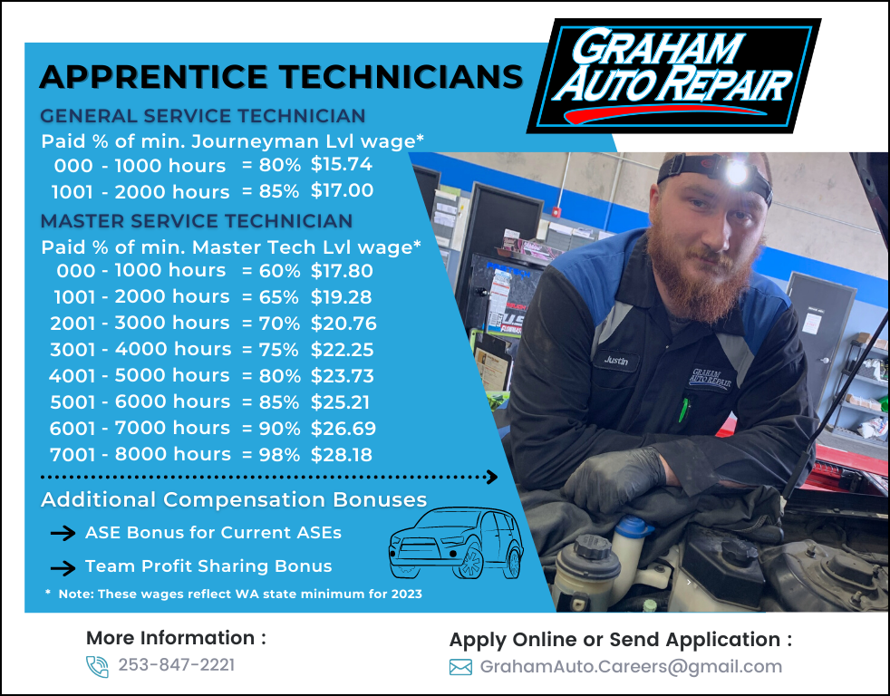 Apprentice Technician at Graham Auto Repair 2023 Wages